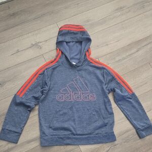 Adidas Kids Navy and Orange Striped Hoodie 10/12